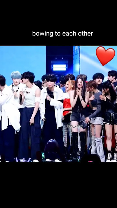 txt and babymonster interaction at the music bank.