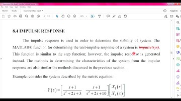 Control lab:Experiment No.8:Time Response Analysis