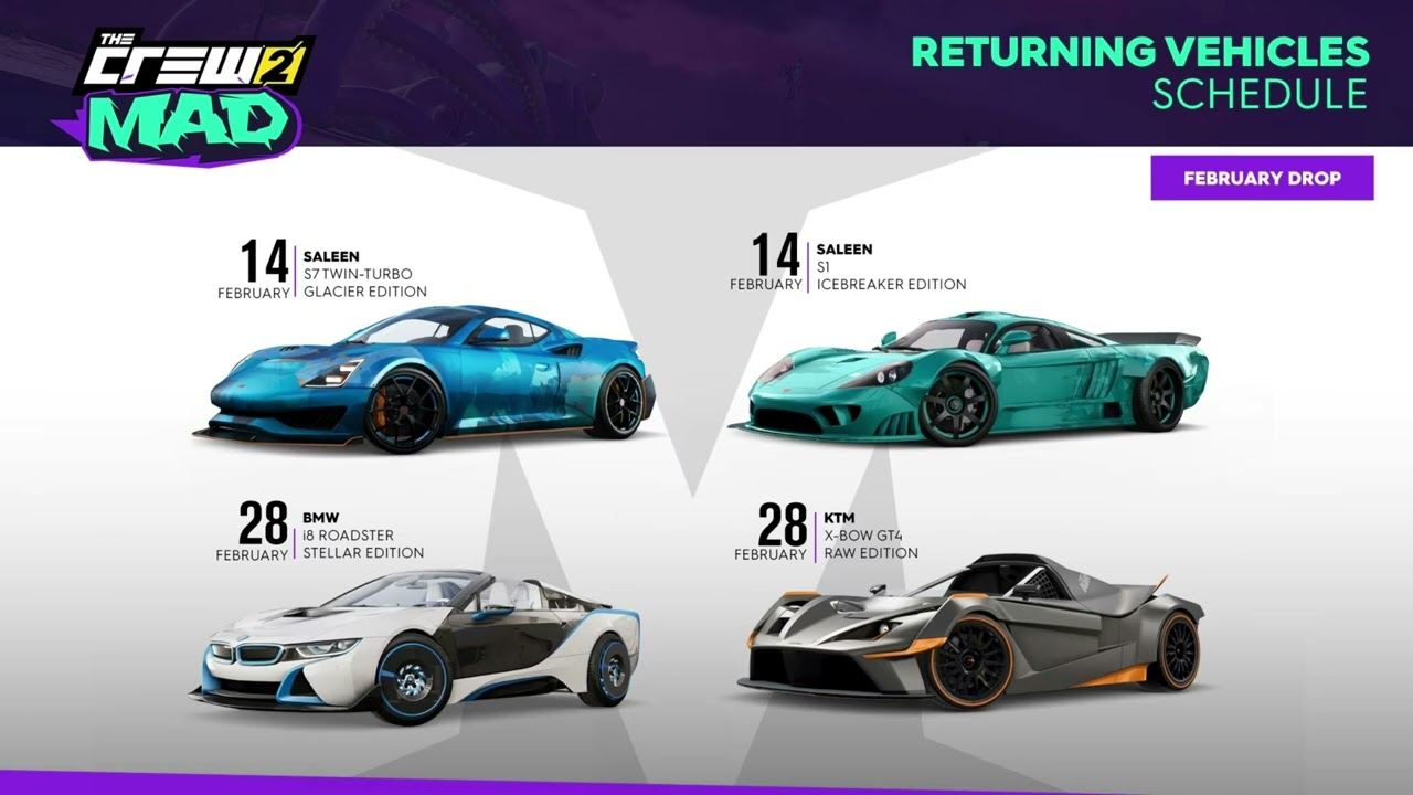 The Crew 2 Mad Vol 2 Motorpass All Season Number Returning Vehicles Schedule Drop 2024