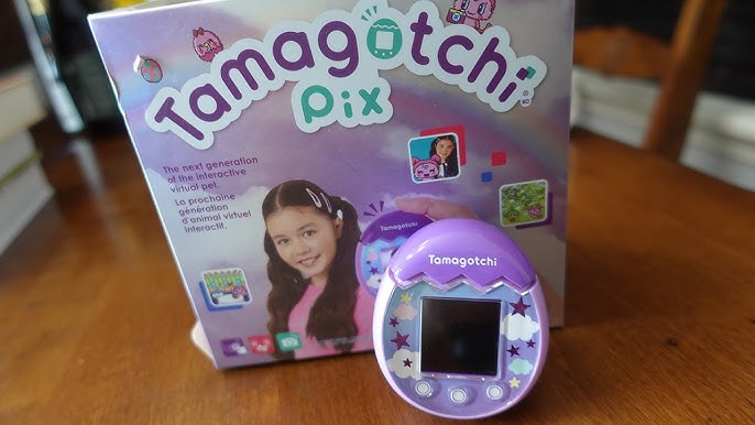 TAMAGOTCHI 42902 Bandai Pix-The Next Generation of Virtual Reality Pet with  Camera, Games and Collectable Characters-Sky, Purple