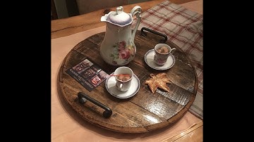 LAZY-SUSAN WHISKEY BOURBON BARREL. Serving tray, or bottoms for the barrels in my other videos.