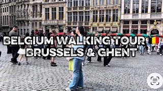 Belgium Travel Vlog 4K | Brussels & Ghent Fairytale Silent Walking Tour