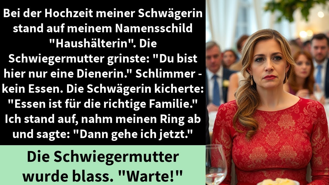 Bei der Hochzeit meiner Schwägerin stand auf meinem Namensschild  Haushälterin