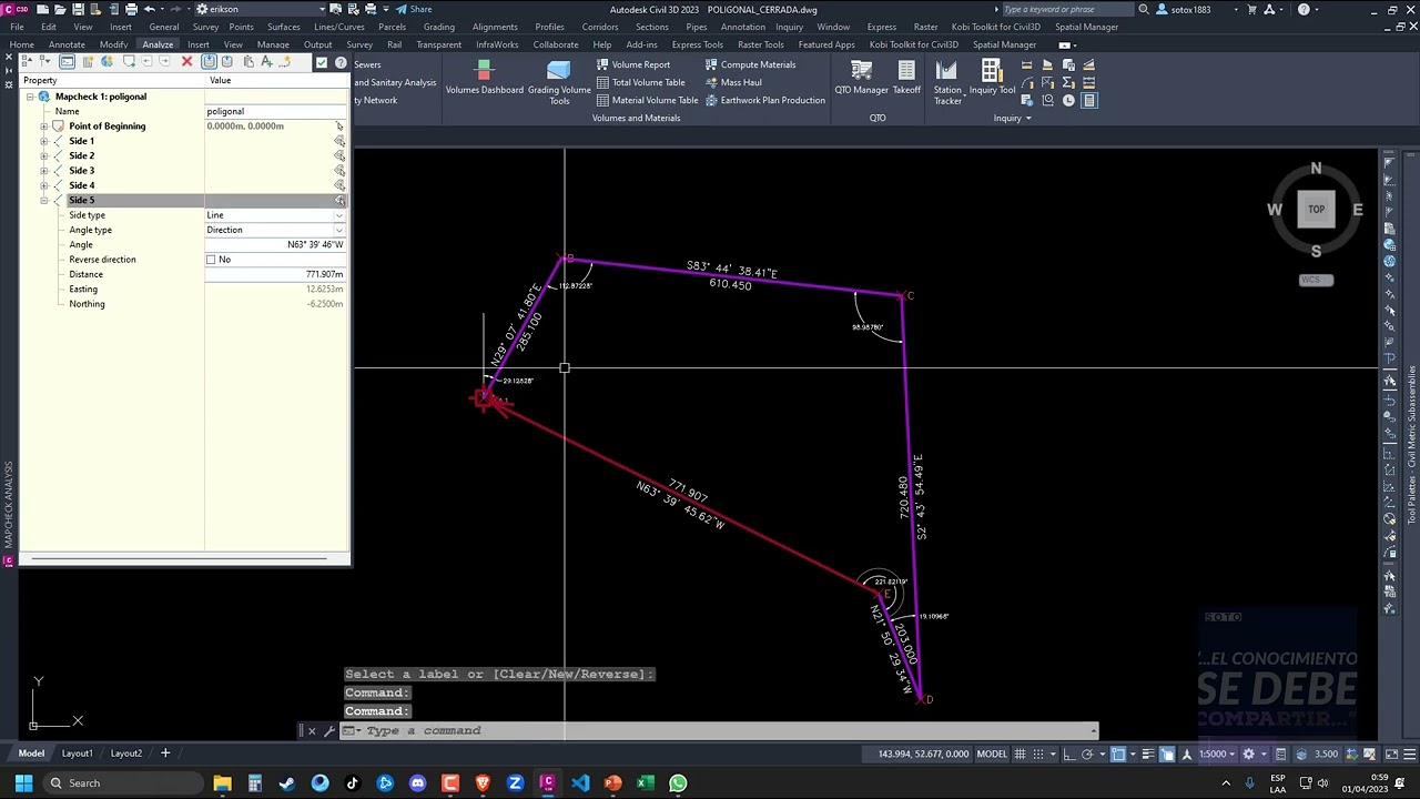 Corrección de poligonal cerrada con Civil 3D
