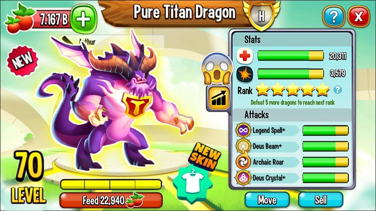 Sức mạnh Đội trưởng Pure Titan Dragon Max 5🌟 Level 70