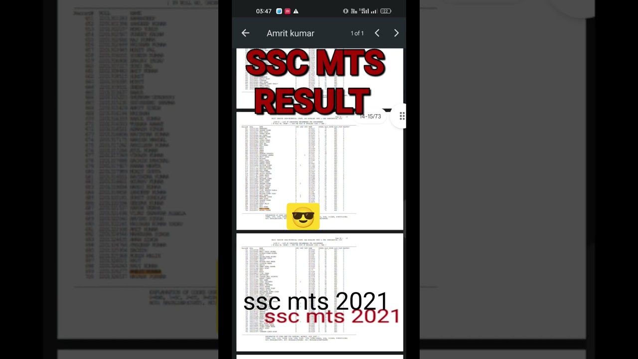 SSC MTS result 2021 | 