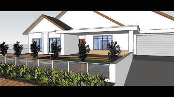 Sketchup bungalow house design with swimming pool