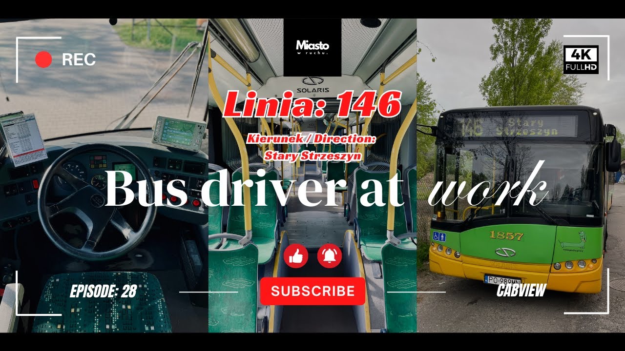 BUS LINE: 146 STARY STRZESZYN, BUS DRIVER AT WORK, CABVIEW [4K], POV SOLARIS URBINO 18, MPK, ZTM