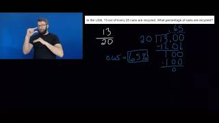 Percent word problem: Recycling cans (ASL)
