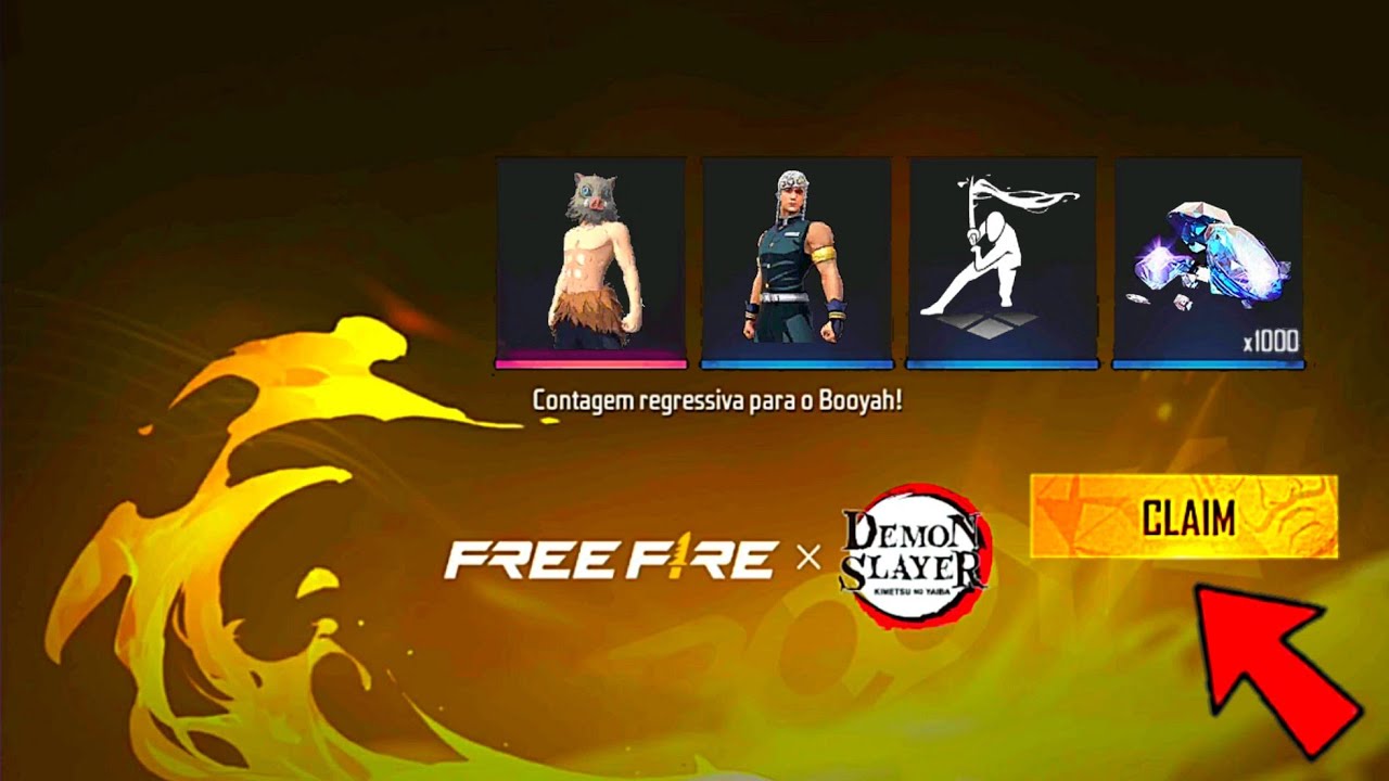 AMANHÃ EVENTO! PUNHO 2EM1, REDENÇÃO, TÊNIS ANGELICAL, BÔNUS 100%, DEMON  SLAYER - NOVIDADES FREE FIRE 