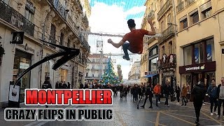 UN ARABE VOLANT DANS LES RUES DE MONTPELLIER [CRAZY FLIPS IN PUBLIC]