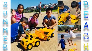 Playtime At The Beach | Famz Vacation 2021 | Construction Toys | Summer Activities | Video For Kids