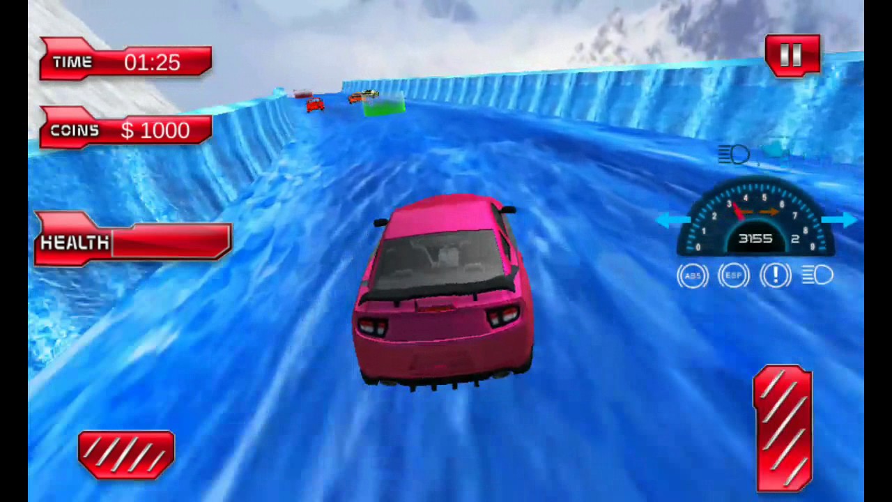 Frozen Water Slide Surfer Car , Car Drive in Water Slide
