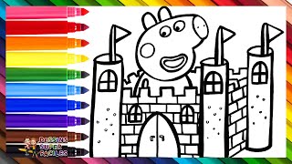 Dessiner et Colorier Peppa Pig en train de Construire un Château 🐷🏰 Dessins pour Enfants