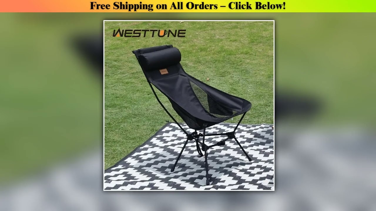 WESTTUNE Portable Camping Chair Lightweight Foldable Chair with Headrest for Outside Camping