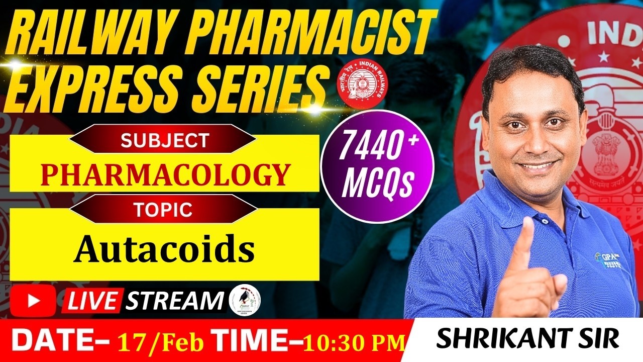 L- 114 | Autacoids- Pharmacology || RAILWAY(RRB) PHARMACIST 7440+ MCQ's