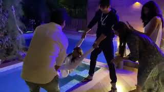Shehnaaz Getting Thrown Into Pool On Her Birthday By Siddharth Shukla