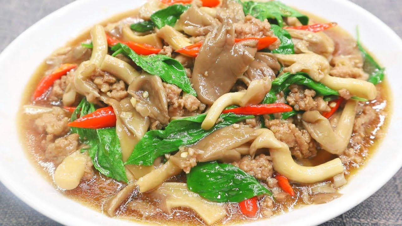 #เห็ดนางฟ้าผัดโหระพา เมนูง่ายๆ เเต่ผัดอย่างไรให้อร่อย ผัดให้หอมๆ ราดข้าวร้อนๆอร่อยลืมอิ่มกันเลย