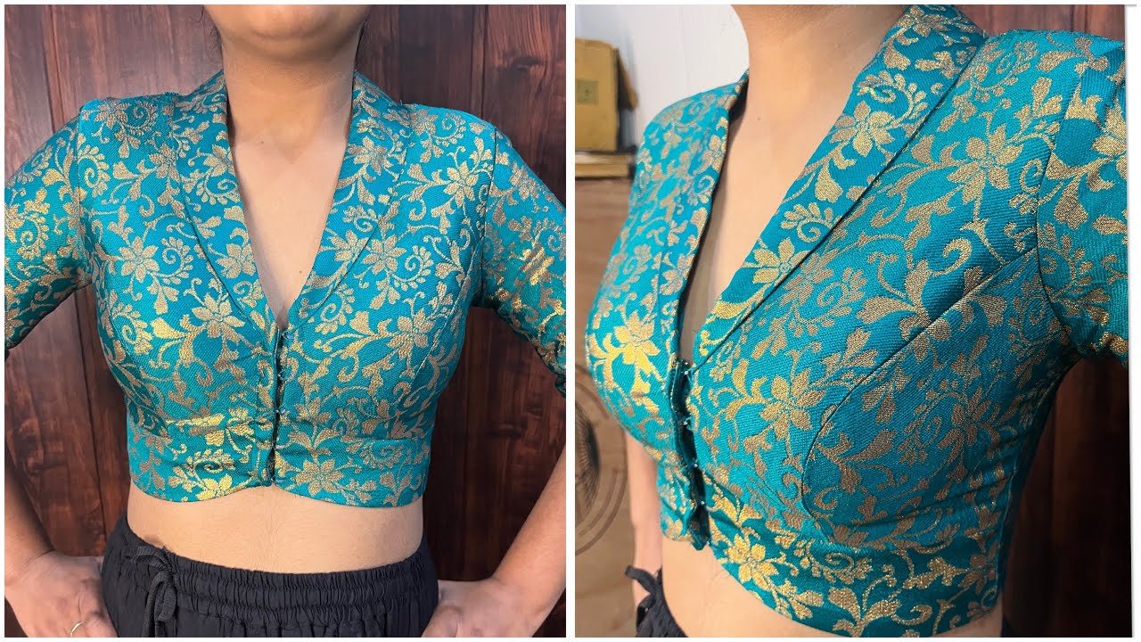 Shawl Collar Cutting And Stiching Part-1/Perfect Fitting Collar Neck Blouse#shahnaz #blouse