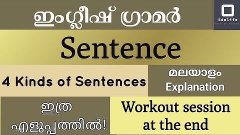 Sentence | Kinds of Sentences | Easy explanation | English Grammar in Malayalam | Workout session |