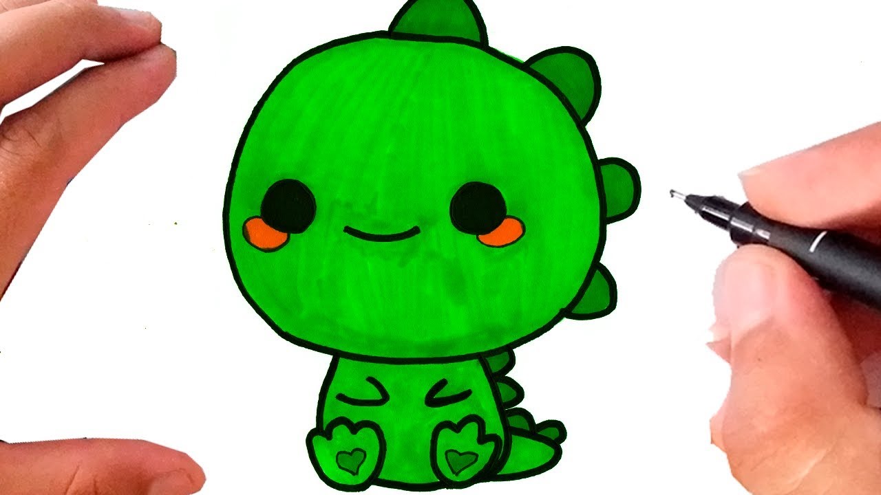 Como Desenhar Um Dinossauro Fofo Desenho Animado De Dinossauro Fofo
