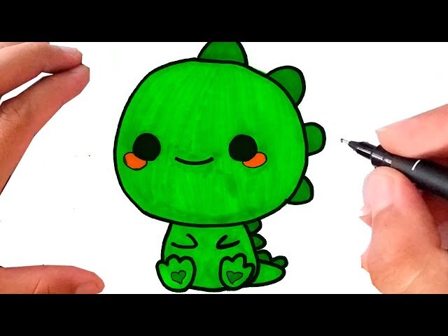 Como desenhar um dinossauro kawaii - Curso de Desenho - Eu que Desenhei