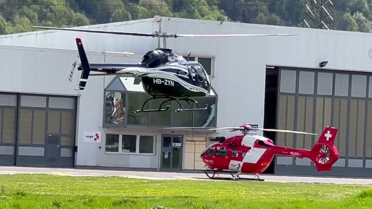 Bell 505 Jet Ranger HB-ZYN Heli Alps landing Sion airport Valais Switzerland 25.04.2023