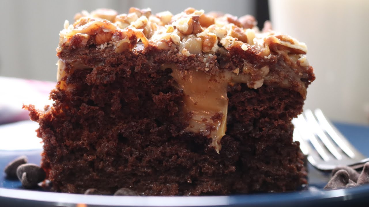 Chocolate & Caramel Poke Cake