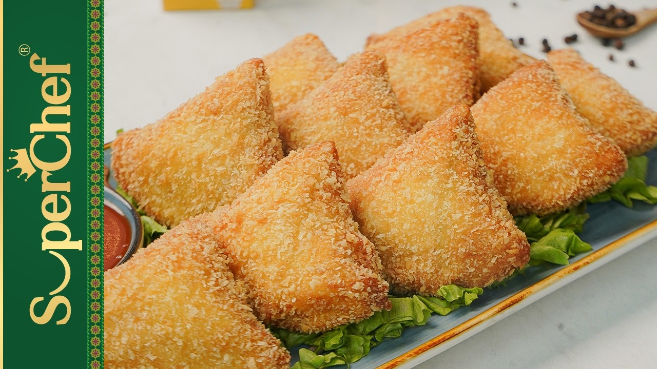 Mini Malai Macaroni Chicken Bread Samosa Recipe by SuperChef - Ramzan Special Recipe