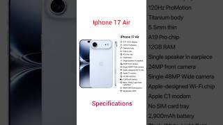 iphone 17 air Specifications #shorts #iphone