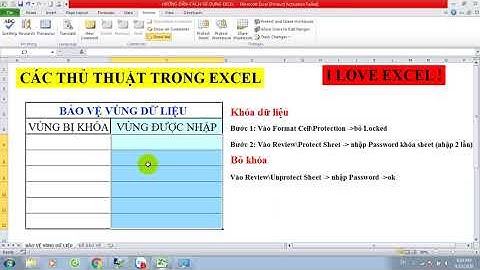 KHÓA VÙNG DỮ LIỆU TRONG EXCEL