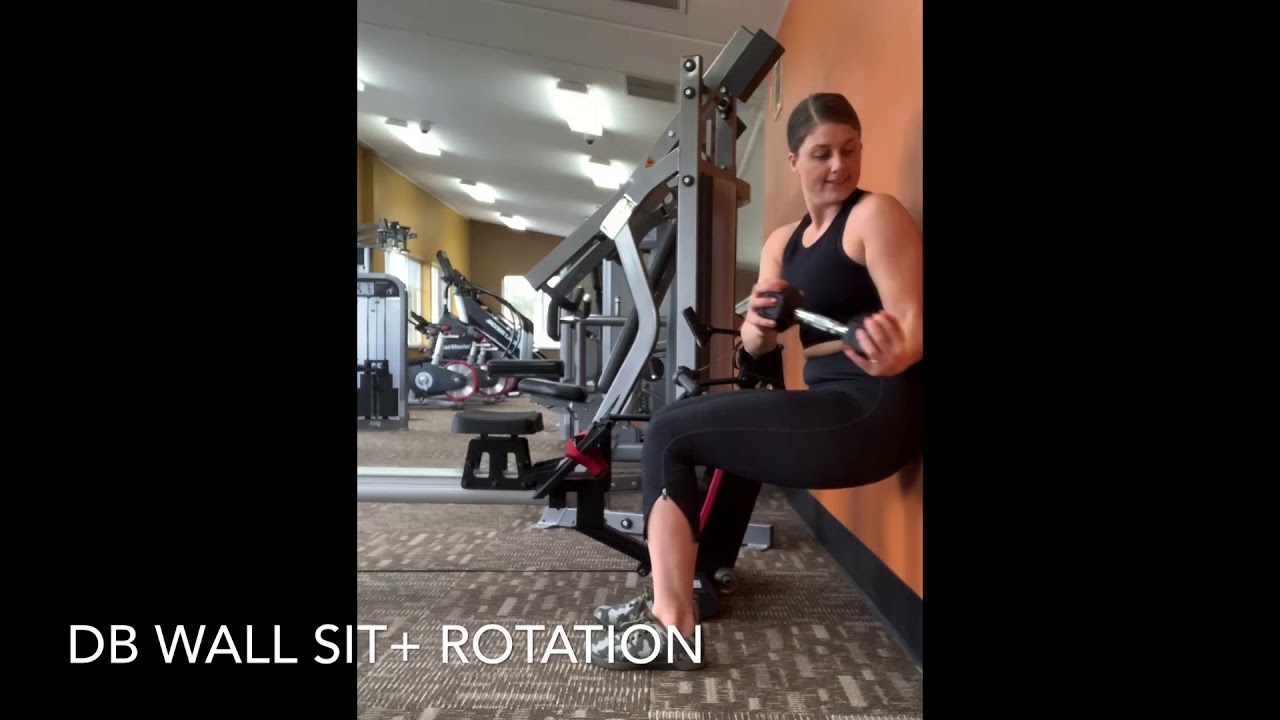 DB Wall Sit + Rotation - YouTube