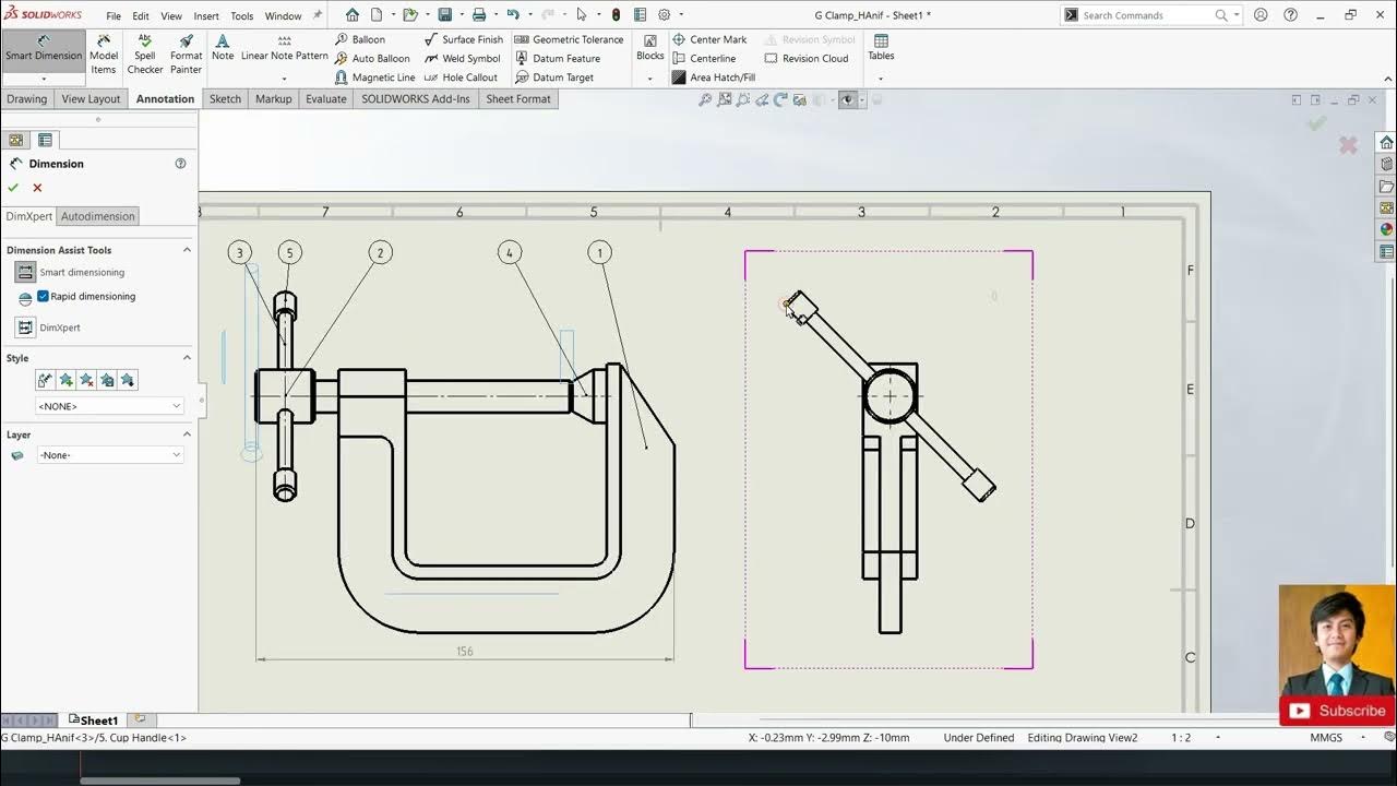 #22 DRAWING 2D ASSEMBLY SOLIDWORKS - YouTube