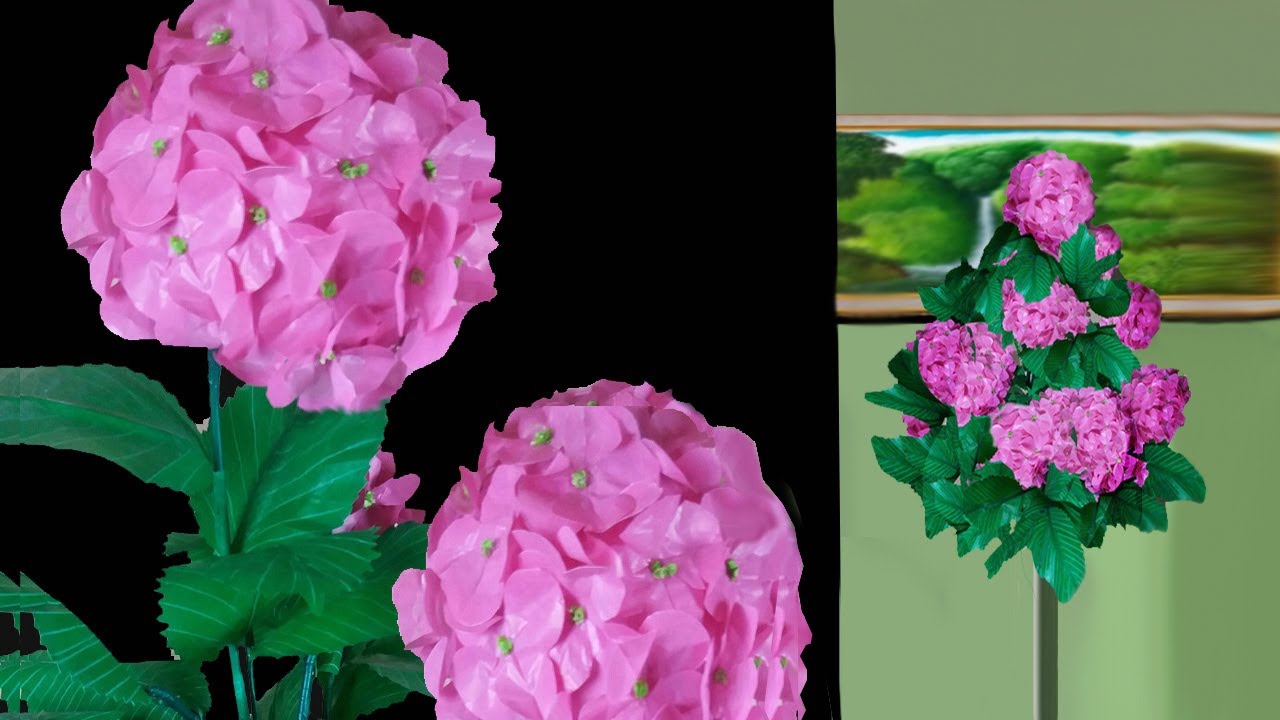 BUNGA SUDUT RUANGAN. Bunga Hydrangea Plastik KRESEK | How to Make KRESEK Plastic Hortensia Flowers