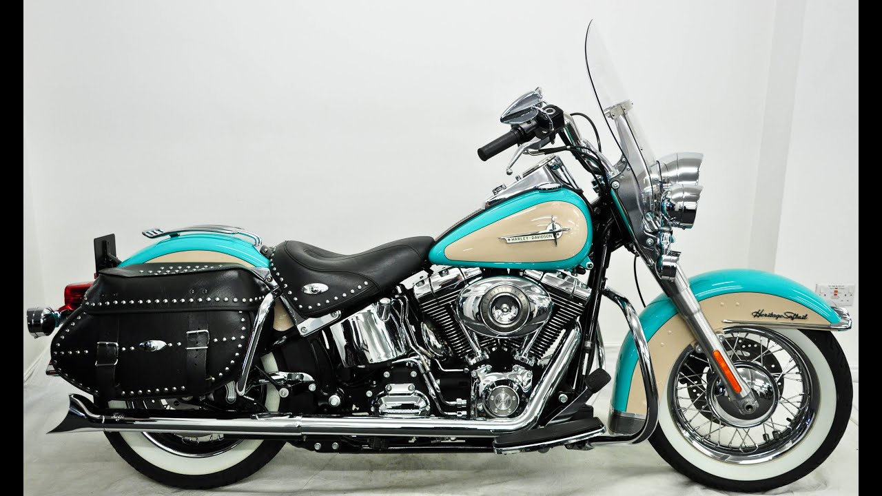 Harley Davidon FLSTC 1584 Heritage Softail 2008 Verde/Cream - YouTube