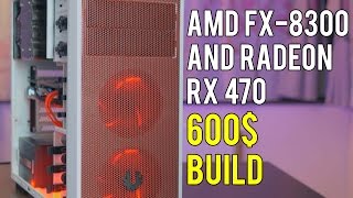 Finished 600 Red White And Black Amd Fx-8300 And Radeon Rx 470 Build
