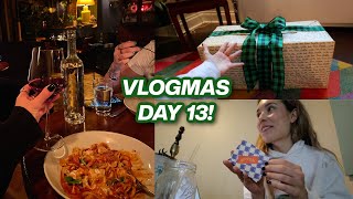 Wrapping gifts, mystery deck unboxing, + dinner! | Vlogmas Day 13