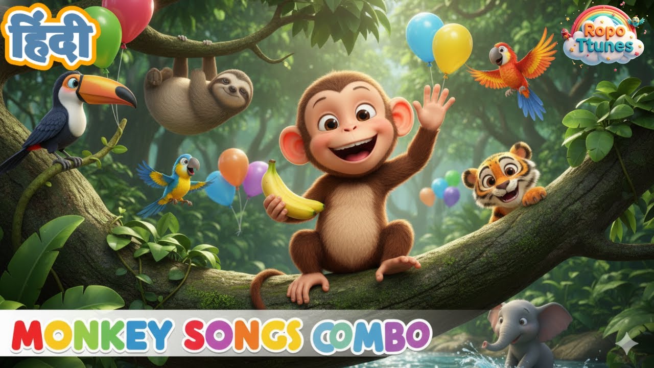 Monkey Song Combo | 10 Fun Monkey Rhymes for Kids | Non Stop Kids Songs