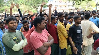Workers demand justice for deceased worker, protest outside chemical factory in Corlim.