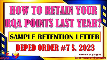 HOW TO RETAIN YOUR RQA POINTS LAST YEAR II HOW TO MAKE RETENTION LETTER WITH SAMPLE II JUN GULAGULA