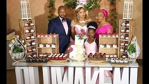 See Kemi Afolabi 2 Million Naira Birthday Cake as she cuts it with her Husband,Mother & Daughter