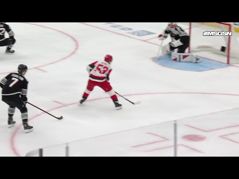 Jackson Blake scores a goal against the New Jersey Devils