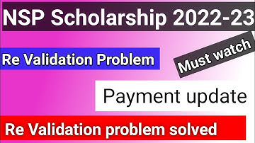 NSP Re Validation problem solved  | NSP Payment Update | NSP Re Validation 2023 | nsp scholarship