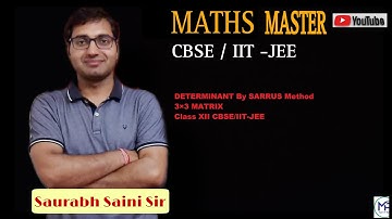 Determinant Of A Matrix By |SARRUS METHOD| 3×3 Determinant