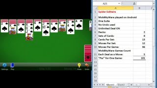 Spider Solitaire With a Goal of Low Move Counts screenshot 3