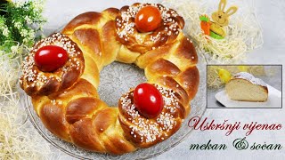 Uskršnji Vijenac  pletenica od slatkog dizanog tijesta  Pleteni kruh  braided easter bread