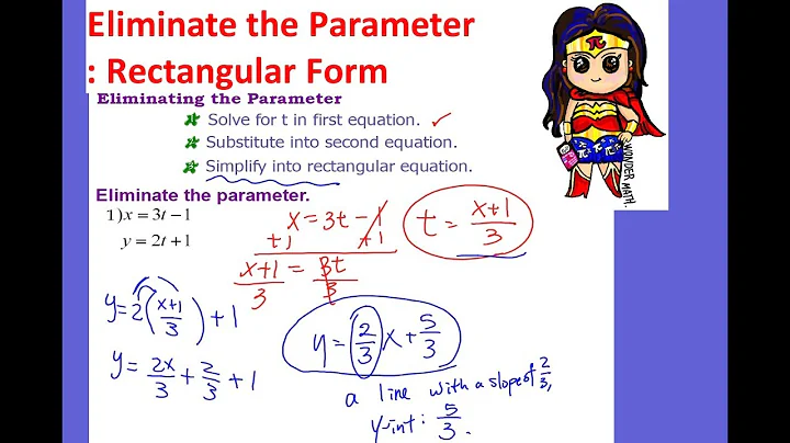 Eliminate Parameter, t. (rectangular form)