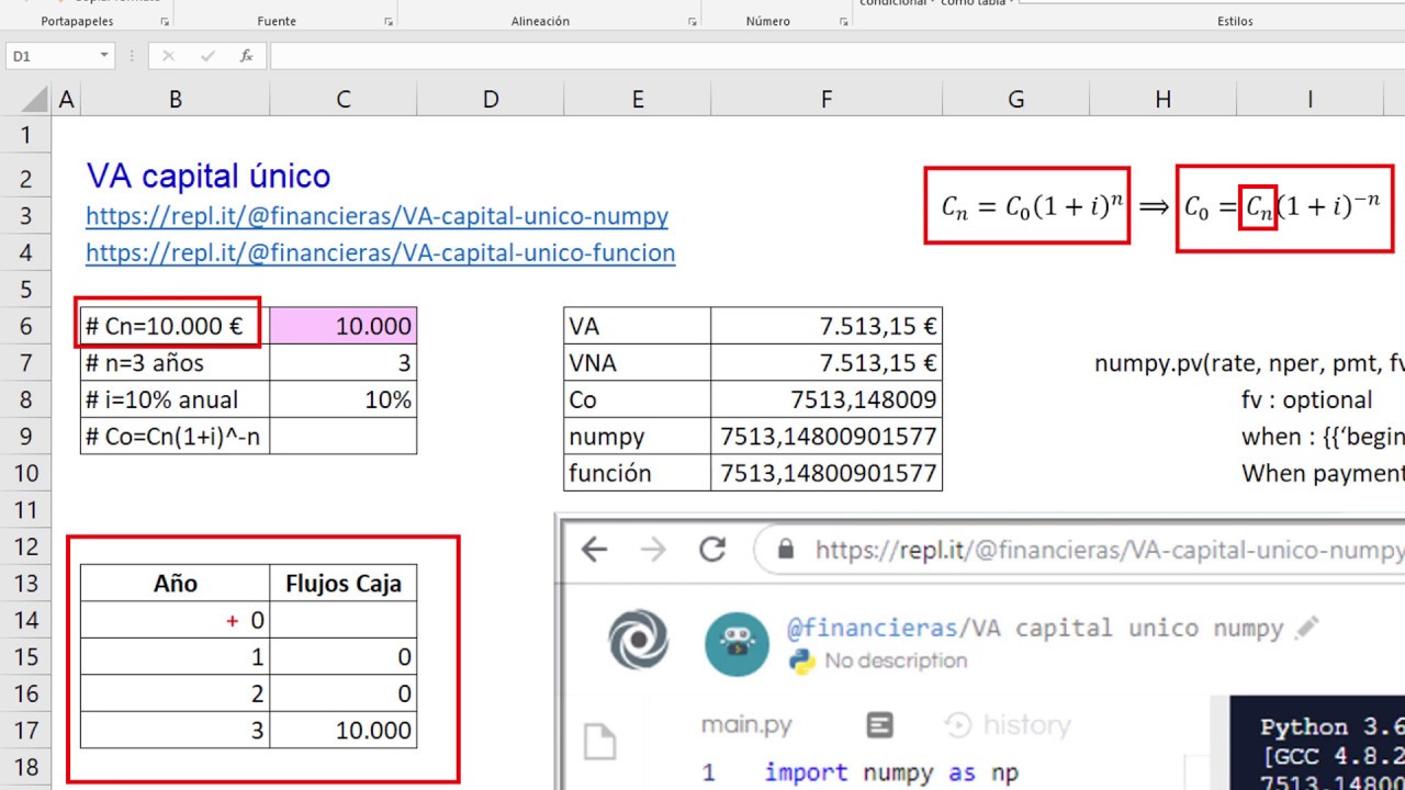 Valor Actual En Excel Y En Python YouTube