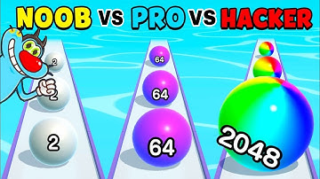 😱 NOOB VS PRO VS HACKER - BALL RUN 2048 (GAME PLAY VIDEO)