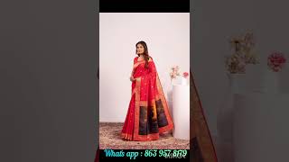 PREMIUM SOFT BANARASI SILK SAREE WITH PEACOCK PALLU WITH FINE ZARI BORDER AND RUNNING BLOUSE PIECE